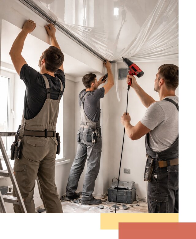 Монтаж глянцевого натяжного потолка в Кургане быстро и качественно