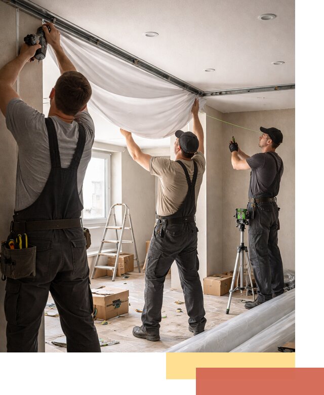 Монтаж парящего натяжного потолка под ключ в Кургане