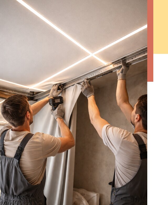 Монтаж натяжного потолка со световыми линиями в Кургане от 1237 руб. | ОТДЕЛОЧНИК-Крг