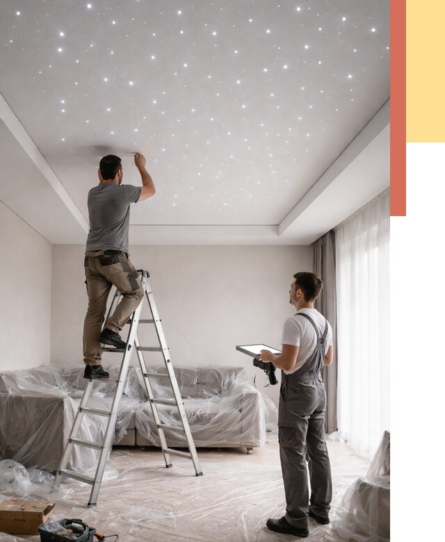 Монтаж натяжного потолка «звездное небо» в Кургане от 6701 руб. | ОТДЕЛОЧНИК-Крг