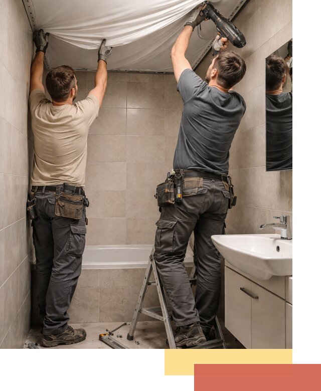 Монтаж натяжного потолка в ванной в Кургане быстро и качественно