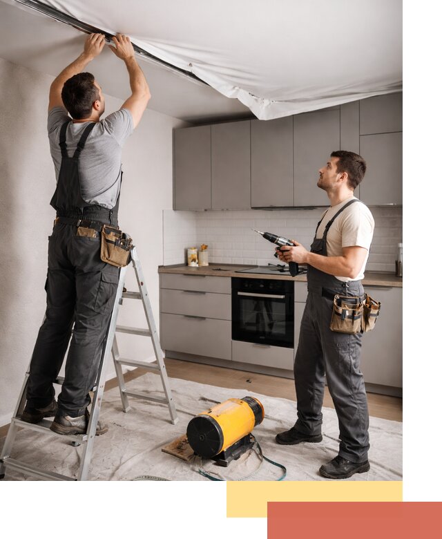 Монтаж натяжного потолка на кухне в Кургане