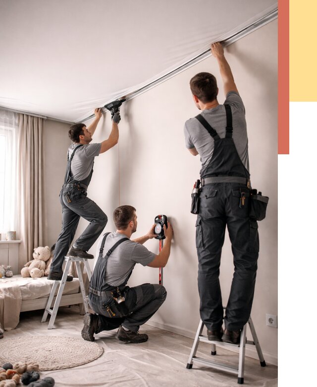 Монтаж натяжного потолка в детской в Кургане от 3608 руб. — быстро и недорого | ОТДЕЛОЧНИК-Крг