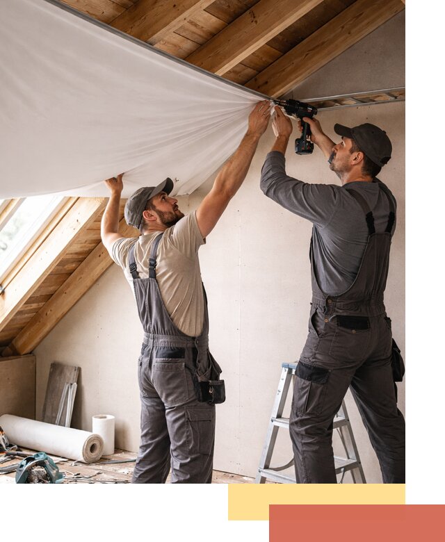 Монтаж натяжного потолка в мансарде в Кургане