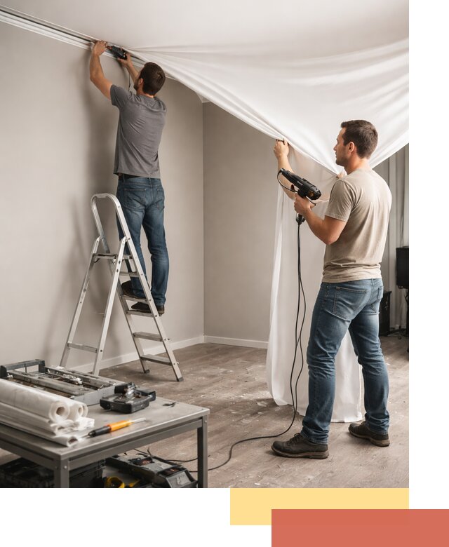 Монтаж натяжного потолка в студии в Кургане