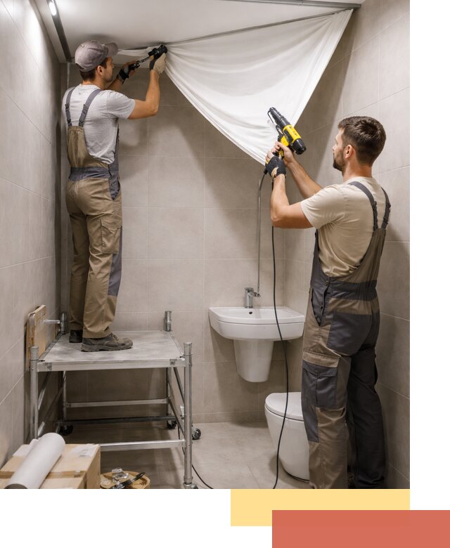 Монтаж натяжного потолка в санузле в Кургане