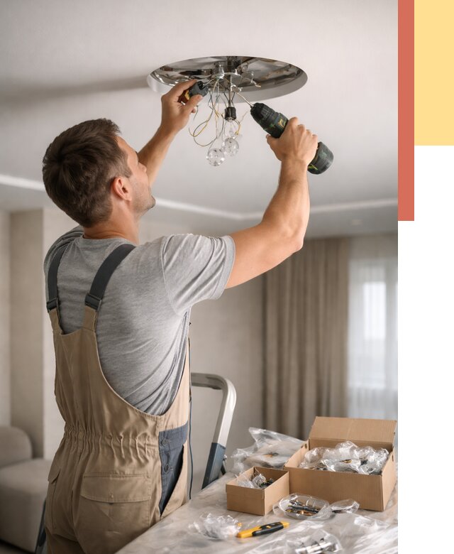 Установка люстры в натяжной потолок в Кургане от 1237 руб. | Быстро и недорого — ОТДЕЛОЧНИК-Крг