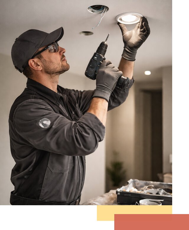 Установка точечных светильников в натяжной потолок в Кургане