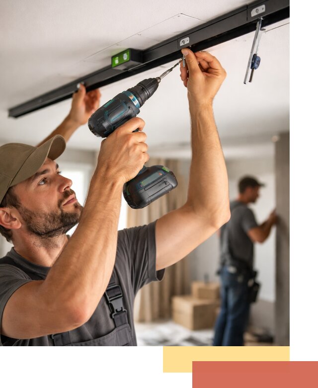 Установка трековых светильников в натяжной потолок в Кургане