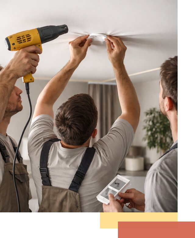 Ремонт прокола полотна натяжного потолка в Кургане