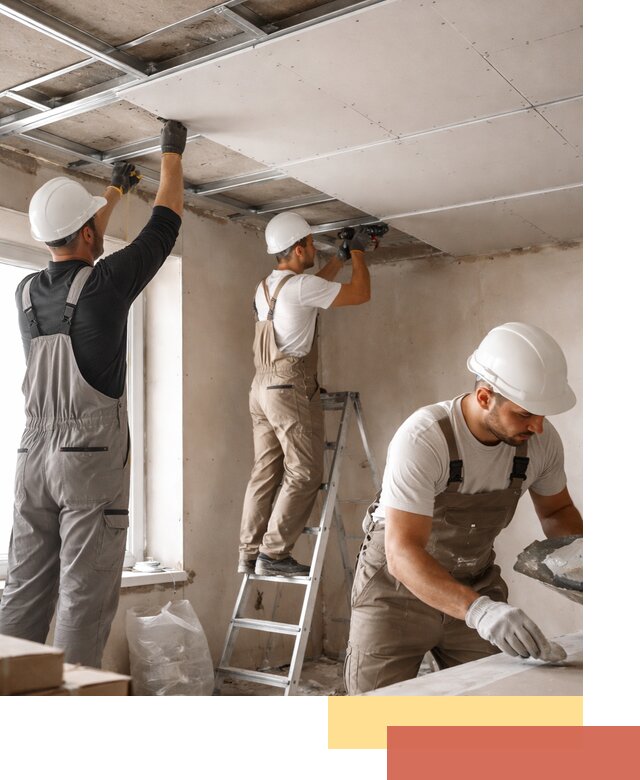 Одноуровневый потолок из гипсокартона в Кургане — монтаж и отделка