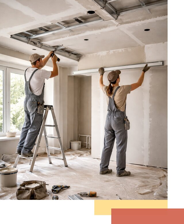 Монтаж многоуровневого потолка из гипсокартона в Кургане