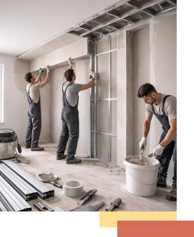 Монтаж потолка из гипсокартона с нишей в Кургане