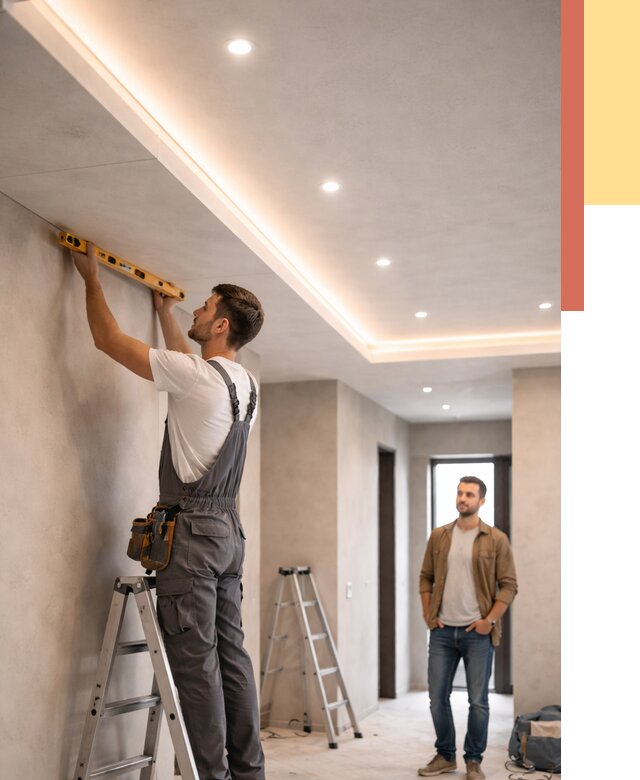 Потолок из гипсокартона с подсветкой в Кургане от 773 руб./м2 под ключ | ОТДЕЛОЧНИК-Крг