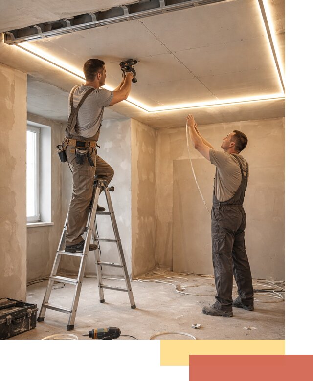 Потолок из гипсокартона с подсветкой в Кургане