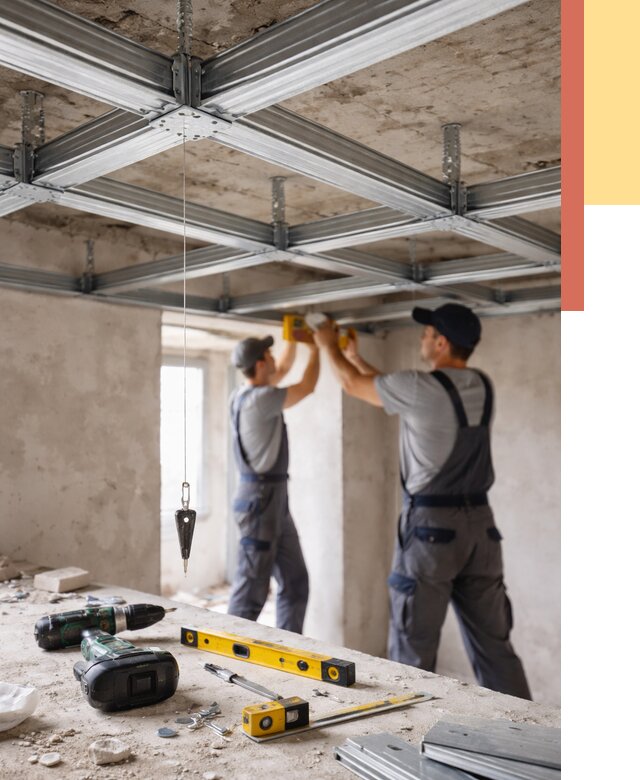 Монтаж каркаса потолка из профиля в Кургане от 4639 руб. — услуги ОТДЕЛОЧНИК-Крг