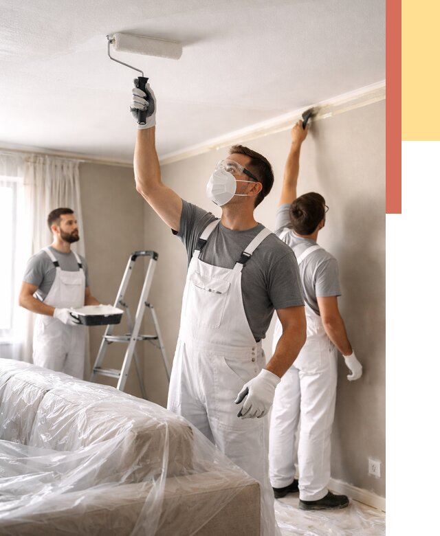 Покраска потолка водоэмельсионной краской в Кургане от 2268 руб/м² — услуги под ключ | ОТДЕЛОЧНИК-Крг