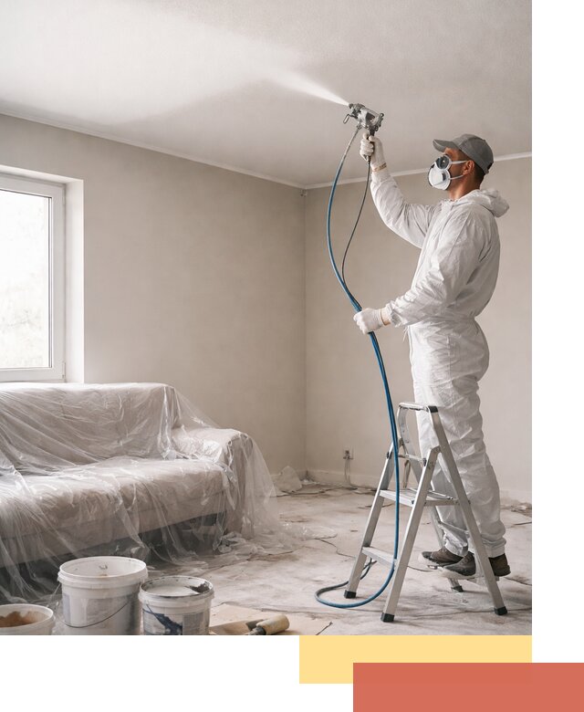 Покраска потолка краскопультом в Кургане быстро и качественно