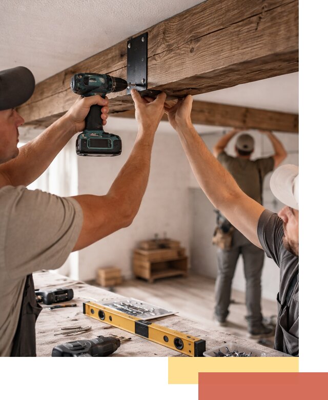 Монтаж декоративных потолочных балок в Кургане